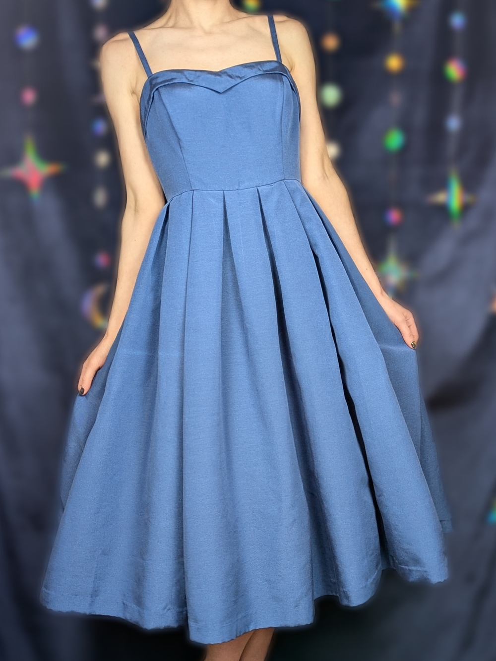 ModCloth Sateen Pleated Fit And Flare Swing Dress
